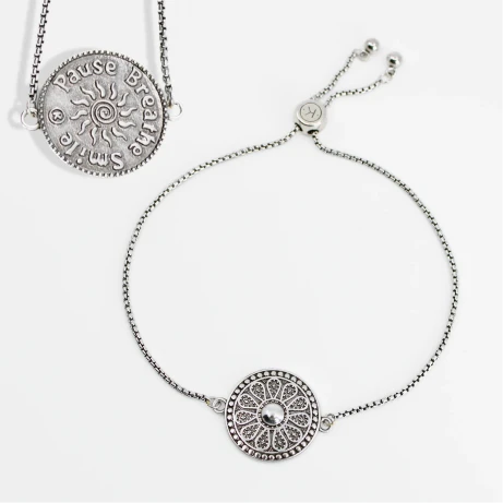 Make A Wish Silver, Rose Gold & Gold Adjustable Bracelet with Fresh Water Pearls