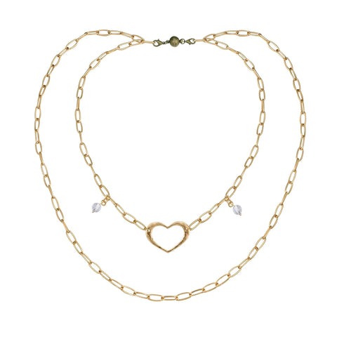Feel the Love Petite Silver & Rose Gold Double Strand Necklace