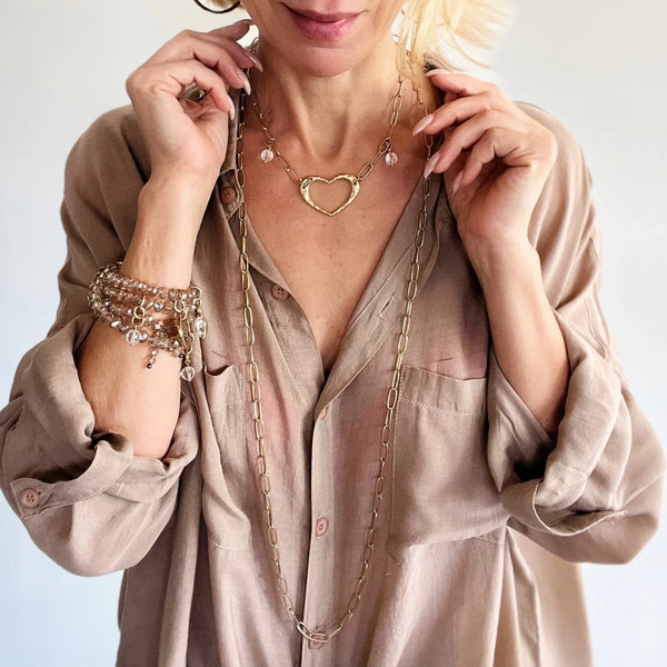 Feel the Love Petite Silver & Rose Gold Double Strand Necklace