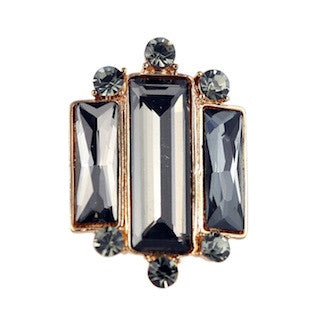 10066 Ring | Smoke Crystal Princess Stretch Adjustable