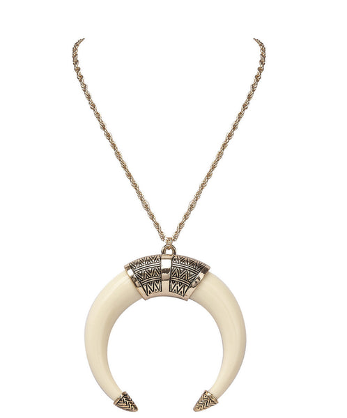 10758-1 Necklace | Tribal Ivory Resin Horn
