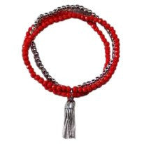10440-3 Bracelet | Bright Red Crystal Tassel