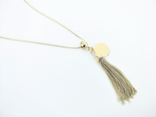 10924-7 Necklace Gold Tassel with Disc