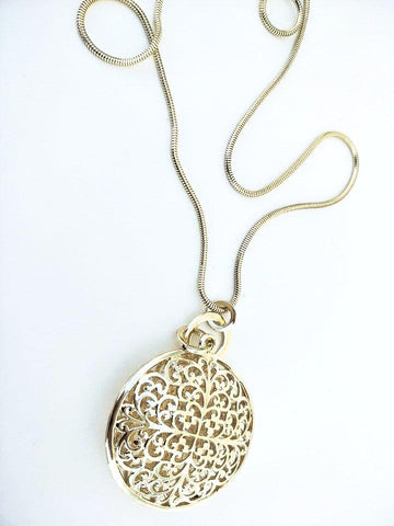 10928-3 Necklace Gold Round Filigree