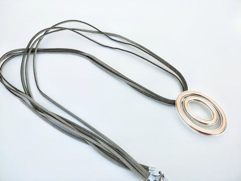 10956-2 Necklace Two Tone Ovals Neutral