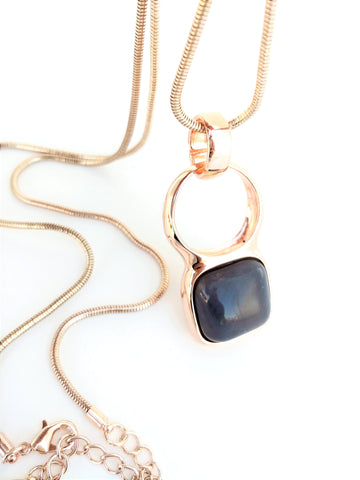 10988-56 Necklace Rose Gold Grey Agate