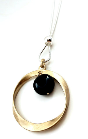 10989-1 Necklace Gold Silver Black Stone