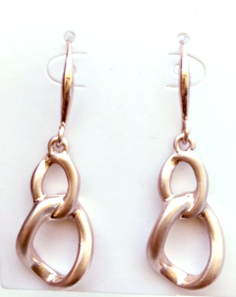 11002-3 Earrings Matte Rose Gold Curb Link