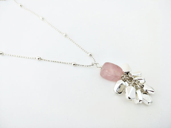 11011-12 Necklace Silver Rose Quartz