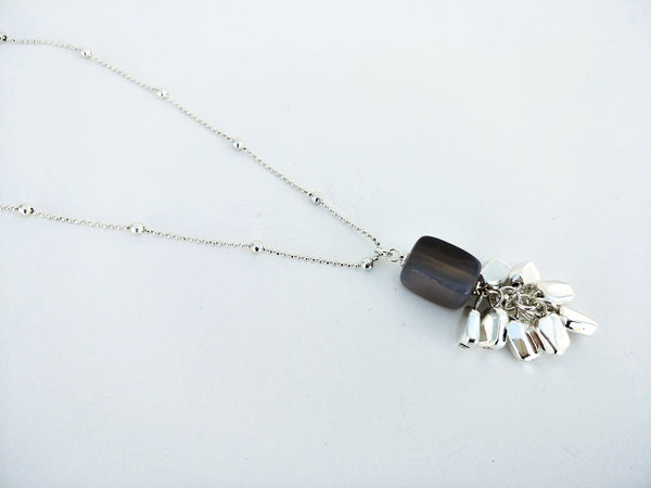 11012-12 Necklace Silver Grey Agate