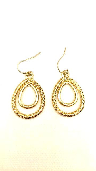 11032 Earrings Gold Double Tear