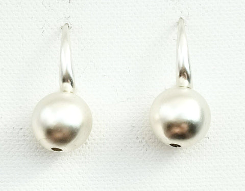 11039-2 Earrings Silver Matte Ball