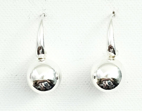 11039 Earrings Shiny Silver Ball