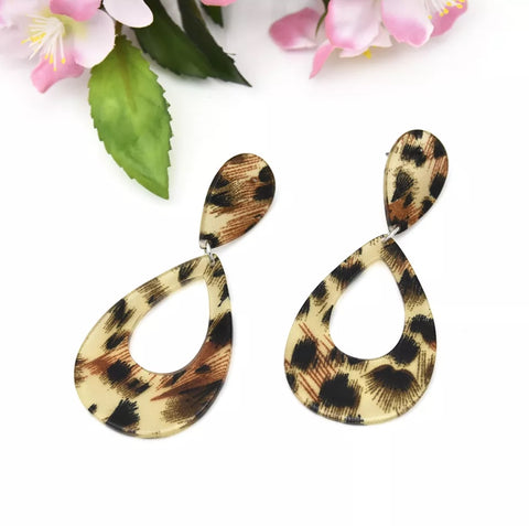8998-13 Earrings Oval Leopard