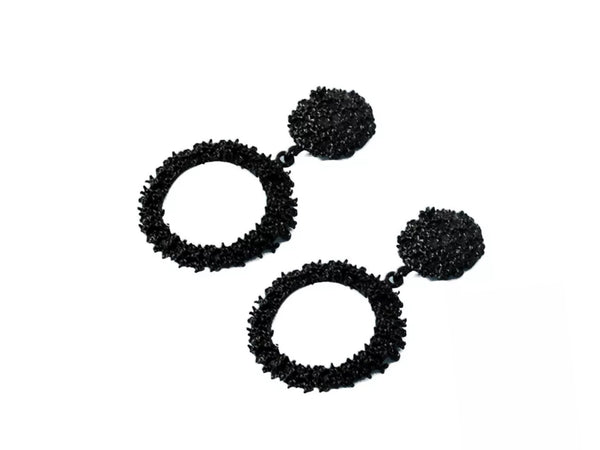 8994-0 Earrings Black Circular