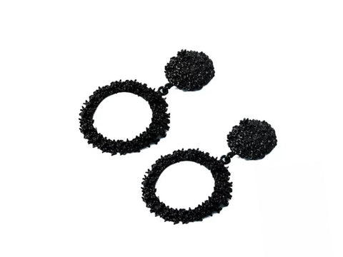 8994-0 Earrings Black Circular