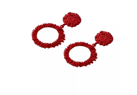8994 Earrings Red Circular