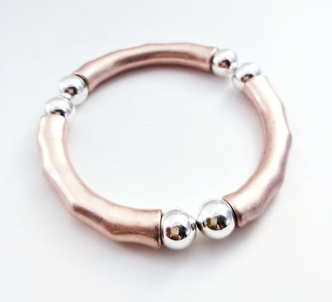9006-1 Bracelet Rose & Silver Stretch