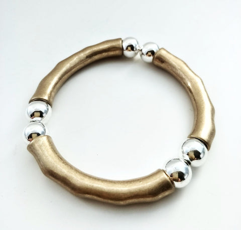 9006-5 Bracelet Gold & Silver Stretch