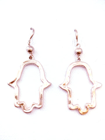 9014-3 Earrings Burnished Rose Gold Hand Of Fatima The Goddess
