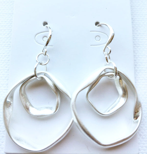 9017-7 Earrings Burnished Silver Abstract Circles