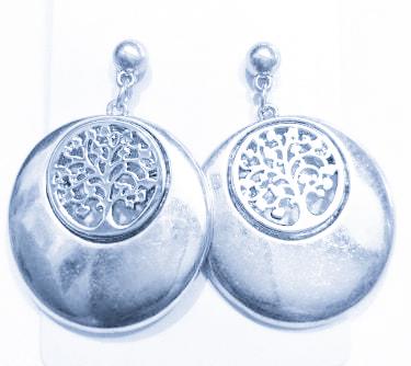 9020-1 Earrings Burnished Silver Tree Of Life