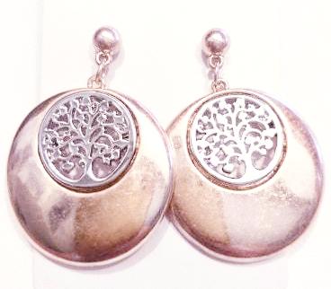 9020 Earrings Burnished Rose Silver Tree Of Life
