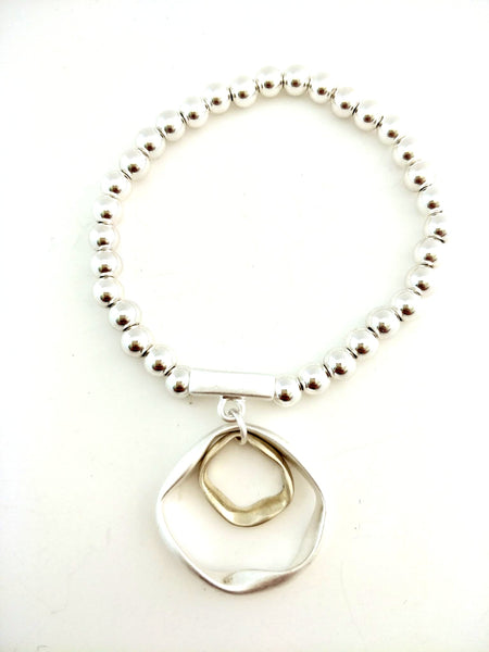 9021-2 Bracelet Silver Gold Stretch