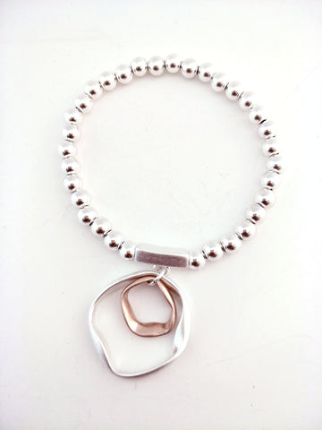 9021 Bracelet Silver and Rose Gold Stretch