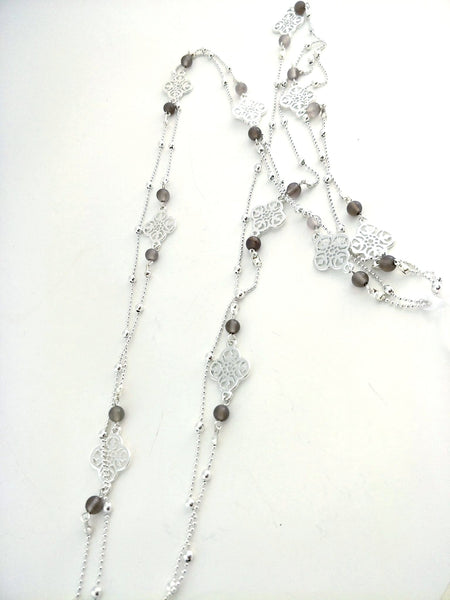 9026-9 Necklace Silver and Agate Filigree