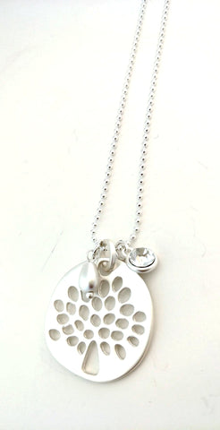 9026 Necklace Matte Silver and Clear Crystal