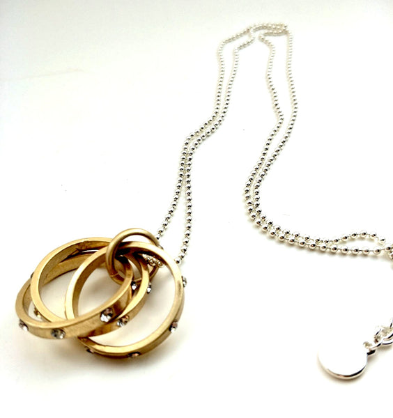 9027-2 Necklace Burnished Gold and Crystal