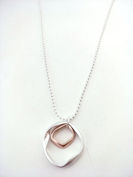 9030-3 Necklace Burnished Silver Rose gold Petite Circles
