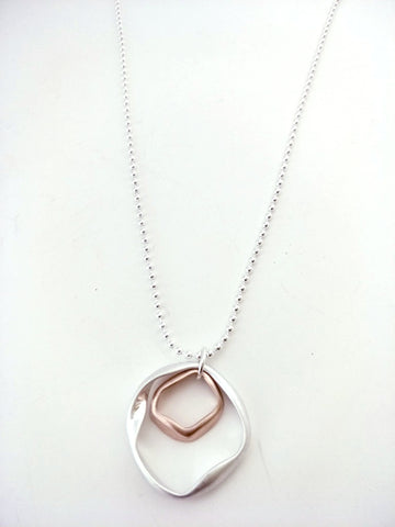 9030-3 Necklace Burnished Silver Rose gold Petite Circles