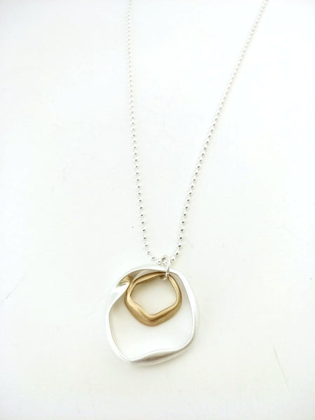 9030-5 Necklace Burnished Silver and Gold Petite Circles
