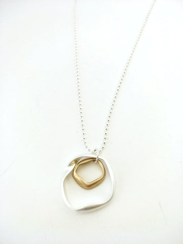 9030-5 Necklace Burnished Silver and Gold Petite Circles