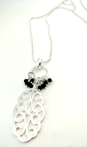 9032-4 Necklace Silver Filigree Agate Beads