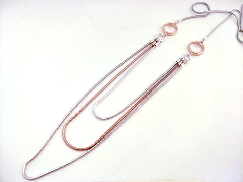 9034 Necklace Rose Gold Silver Art Deco 3 Strand