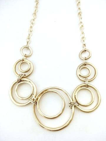 9036-2 Necklace Matte Gold Art Deco Circles