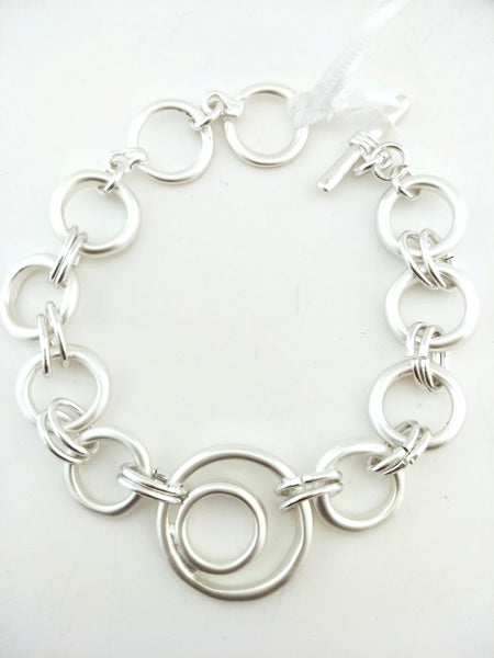 9036-4 Bracelet Matte Silver Art Deco Circles