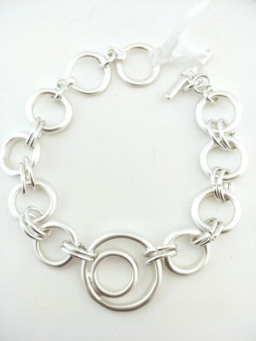9036-4 Bracelet Matte Silver Art Deco Circles
