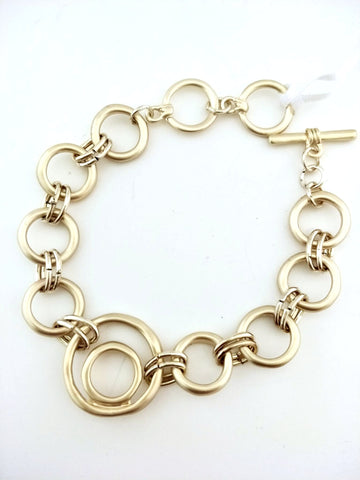 9036-5 Bracelet Matte Gold Art Deco Circles
