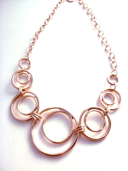 9036 Necklace Matte Rose Gold Art Deco Circles