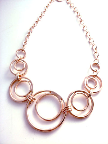 9036 Necklace Matte Rose Gold Art Deco Circles