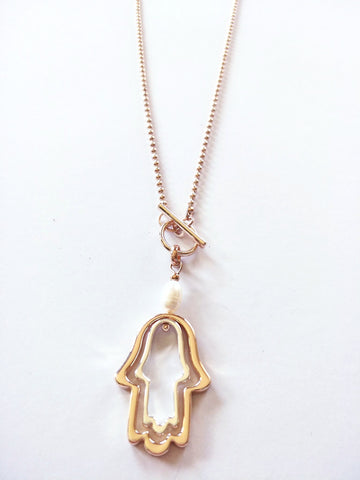 9054 Necklace Shiny Silver Rose Gold with Freshwater Pearl