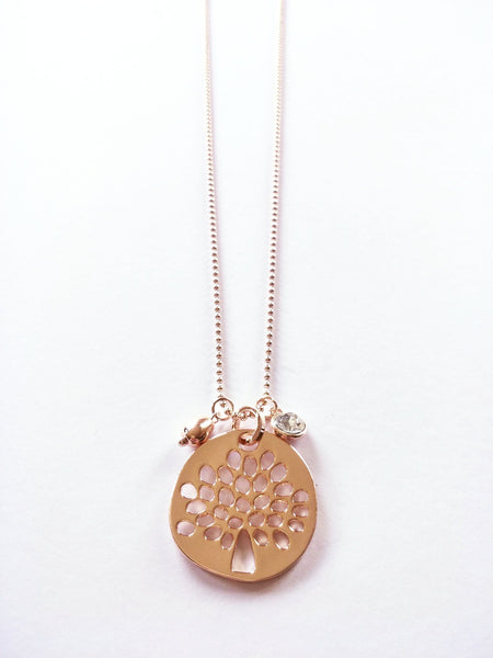 9062 Necklace Shiny Rose Gold Tree Of Life