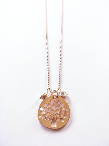 9062 Necklace Shiny Rose Gold Tree Of Life