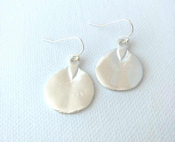 11019 Earrings Silver Shiny Disc
