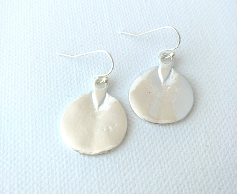 11019 Earrings Silver Shiny Disc
