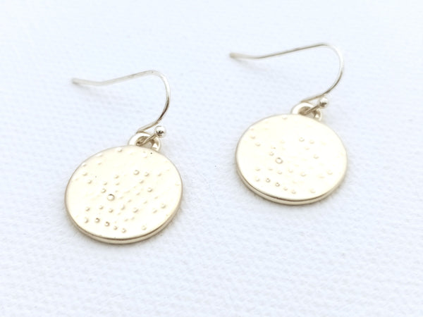10924-8 Earrings Gold Matte Disc